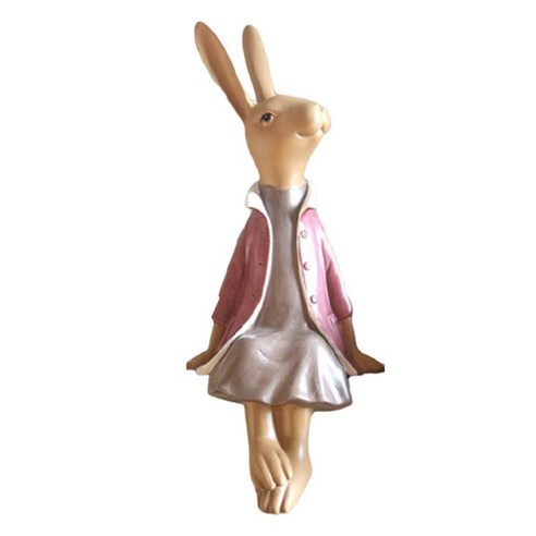 현대 토끼 동상 토끼 장식 장식 선물 동물 탁상 안뜰, 빨간색, 수지