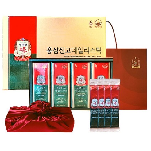 정관장 에브리타임 홍삼정 홍삼진고 스틱 20포 200ml+쇼핑백 선물세트 부모님 면력 여행 골프 추석명절 선물(보자기포함 1개