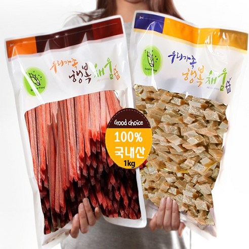 수제명가 초대용량 져키 대용량수제간식6종 1kg + 황태스틱 1kg 1개 강아지 간식