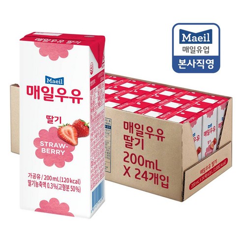 매일유업 매일우유 딸기 200ml, 1개
