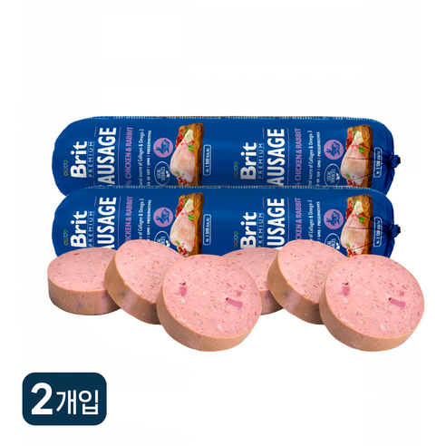 브릿 프리미엄 독 화식 강아지 사료 소세지, 2개, 800g, 닭고기&토끼