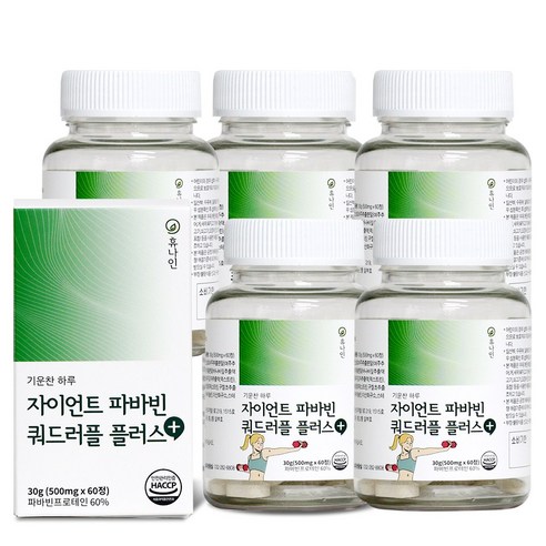 휴나인 기운찬 하루 자이언트 파바빈 쿼드러플 플러스 프로테인 돼지감자 구아콩 60정, 30g, 5개