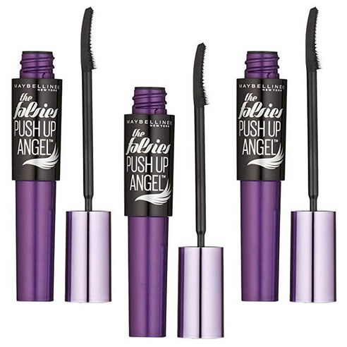메이블린 더 폴시 푸쉬 업 앤젤 마스카라 9.8ml, Blackest Balck, 3개