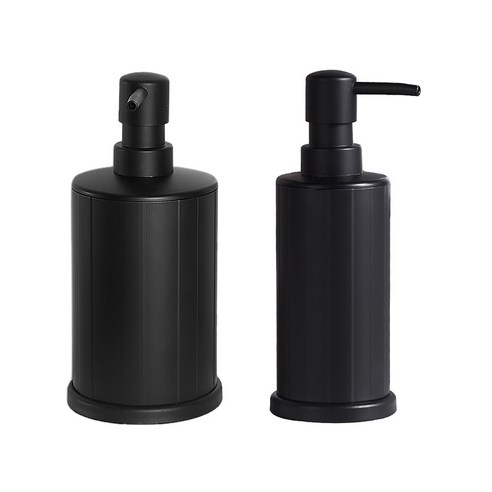 주방 욕실 및 카운터 장식용 2 pcs 로션 비누 디스펜서 세트 리필 가능한 액체 손 병-검정, 검은 색