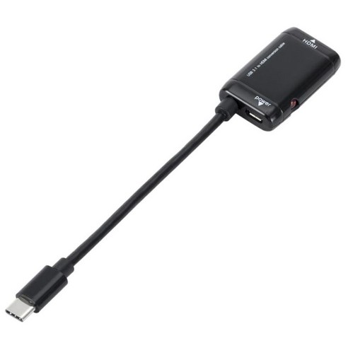 USB 3.1 유형 C HDMI 어댑터 커넥터 케이블 울트라 HD 1080P LED, 17.5x2.5x1cm, 블랙, 플라스틱