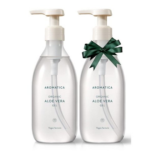 아로마티카 유기농 알로에 베라 젤 10.14oz/300ml 순수 페이스 헤어로 선케어 선탠 릴리프 후 선 번 모이스처라이저 EWG 검증, 10.15 Fl Oz (Pack of 2), 300ml, 1개