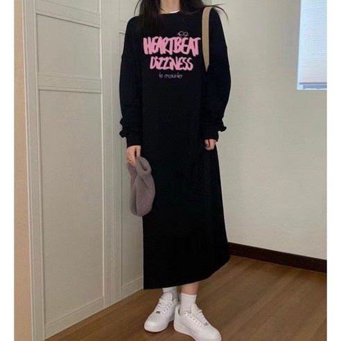 데일리 베이직 편안한 키작녀임부복 겨울 임산부원피스 기모안감 롱원피스