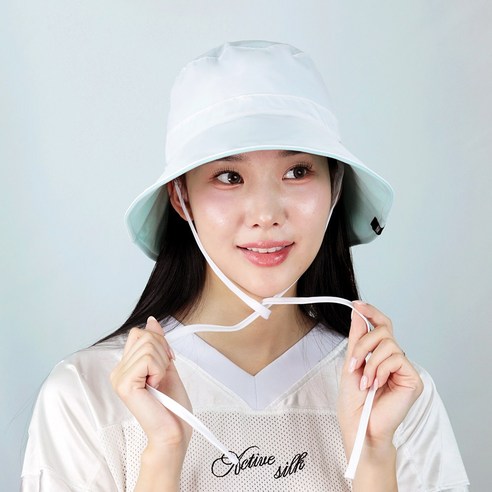 루페오 여성 골프 리버시블 와이드챙 스트링 리본 버킷햇 벙거지 모자, 화이트/민트, 1개