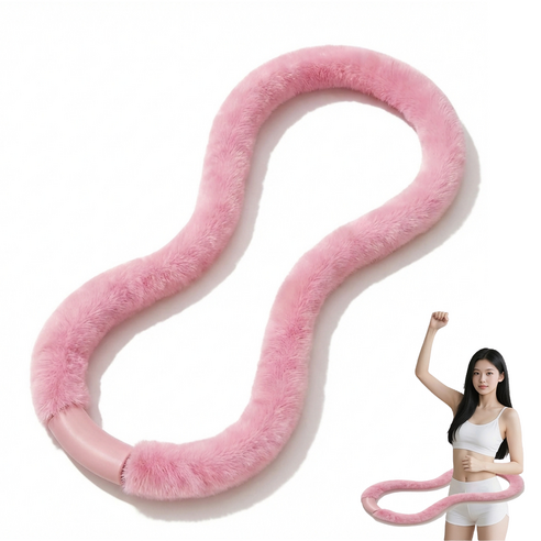 2026 JOMO 신상 6세대 소프트 인조 토끼털 가중 훌라후프 2kg 여성용 복부운동 다이어트 뱃살 허리운동 홈트, 1개, Pink, 2000g