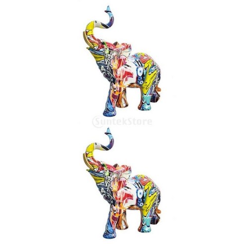 데스크탑 낙서 L에 대한 코끼리 동상 공예 풍수 입상 장식+데스크탑 낙서 S를 위한 코끼리 동상 공예 풍수 입상, {"수건소재":"수지"}, 여러 가지 빛깔의