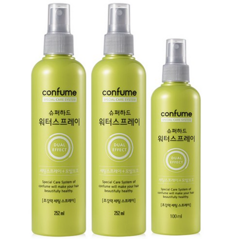 과일나라 컨퓸 슈퍼하드 헤어 워터스프레이 252ml x 2p + 100ml x 1p 세트 - 헤어케어세트 | 쿠팡