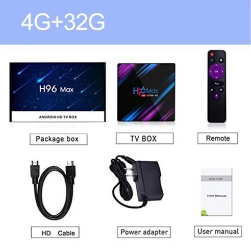 안드로이드 스마트 tv 셋탑 셋톱박스 넷플릭스 3.0 DLNA TV 셋톱 박스 미디어 플레이어용 4K 11 H96 Max HD 2.4G 와이파이 4GB RAM 32GB ROM, 미국 플러그_4G RAM 32GB ROM