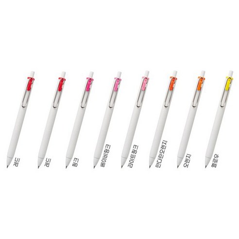 미쓰비시 유니볼원 베이직 볼펜 8p 세트 0.38mm, 8p(핑크계열1씩,레드2), 1세트