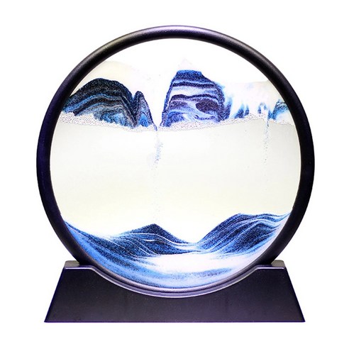 바른리빙 샌드아트액자 모래시계 모래액자 18cm, 블랙프레임-블루