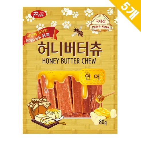 피어 강아지 허니버터츄 연어 져키, 80g, 5개