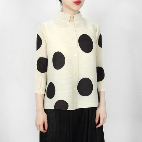 마담플리츠 투미 플리츠 자켓 주름옷 이세이 카라 도트