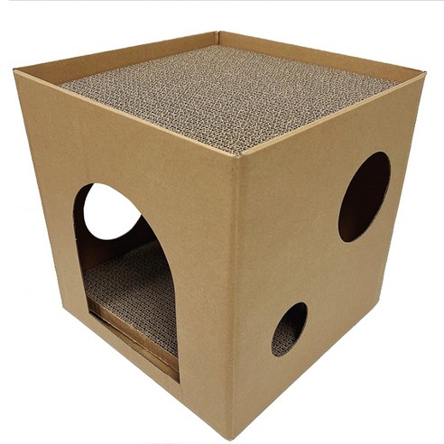 묘해냥해 고양이 숨숨집 스크래쳐 상자, 1개