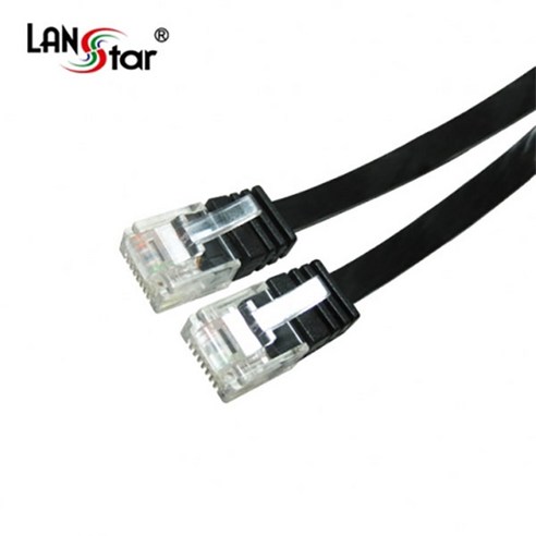 LANstar UTP 랜선 CAT.6 평면 랜케이블 블랙 0.5M LS-F6-UTPD-0.5M, 1