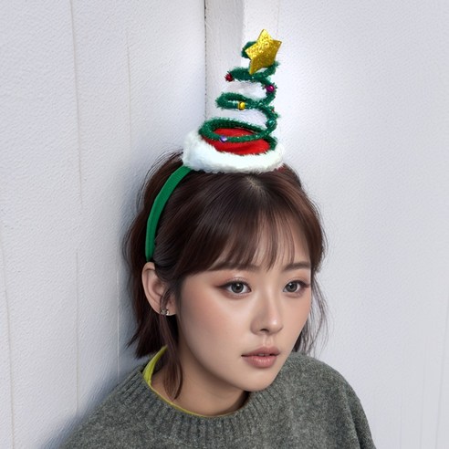 알로하뱅크 크리스마스 파티 머리띠, 1개, 스트링 머리띠 그린