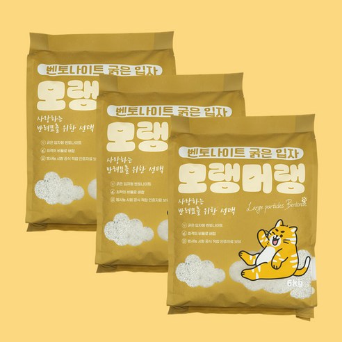 펫라벨 모랭머랭 고양이모래 벤토나이트 굵은입자, 3개, 6kg