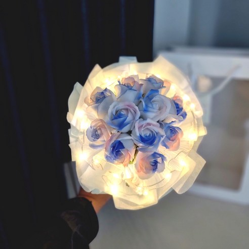 로맨틱앤 비누꽃 LED 꽃다발 블루핑크 감동을 전하는 선물