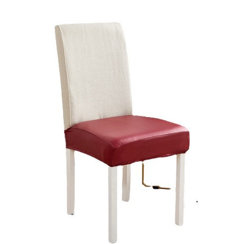 단색 사각형 의자 커버 3 가지 방지 가죽 스트레치 혼 의자 커버 식당 거실 방수 의자 커버, 와인 레드3 방지 가죽 의자 커버, 均码