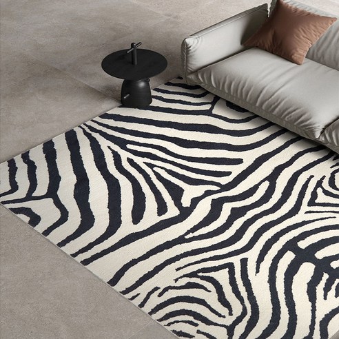 국경 간 흑백 줄무늬 간단한 카펫 침실 바람 머리맡 방 흡수성 발 패드 가정용 모조 캐시미어 쿠션, 60×100 cm(모조 캐시미어)