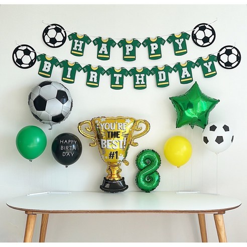 [하루비파티] 축구유니폼 파티세트 축구공 트로피풍선 생일파티, 그린8