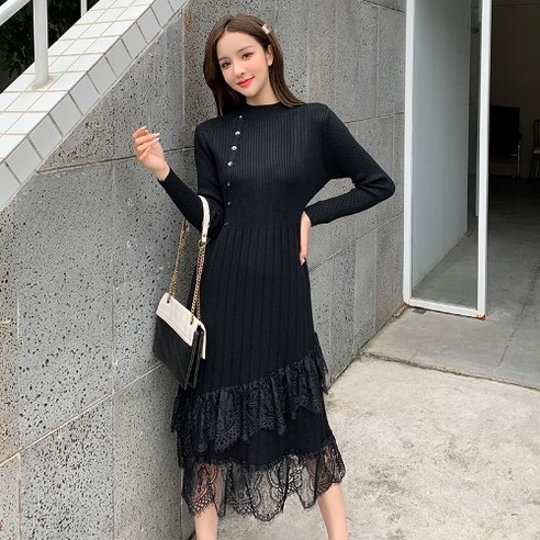 Ogfaour 레이스 니트 원피스 Z342