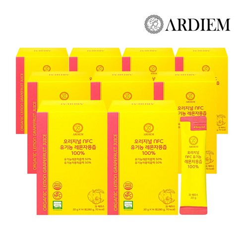 아르디엠 오리지널 NFC 유기농 레몬자몽즙 100% 착즙 레몬 자몽 원액, 9개, 280g