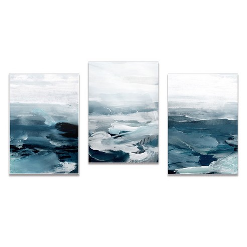 캔버스 벽 예술 거실 홈 장식에 스칸디나비아 추상 해양 풍경 포스터 3 개 세트
