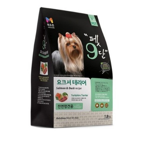 펫9단 생후 2개월 이상 전연령견용 요크셔테리어 건식사료, 오리, 1.8kg, 2개