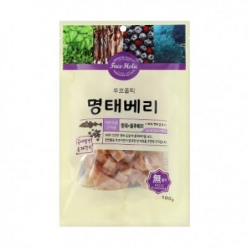 후코홀릭 강아지 수제간식 100g, 명태 + 블루베리 혼합맛, 4개 후코홀릭인섹트도그2.4kg