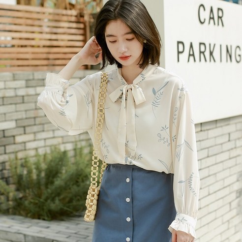 SU 봄과 가을 의류 새로운 Waitmore 소금 쉬폰 셔츠 여성용 긴팔 디자인 감각 소수 민족