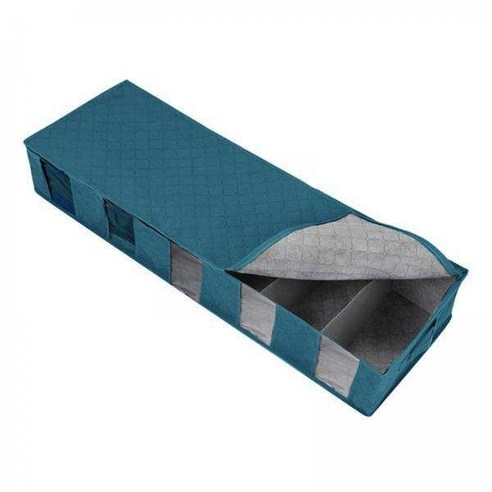 침대 보관 가방 신발 의류 주최자 컨테이너 아래 2x 부직포, 블루, 97x33x15cm