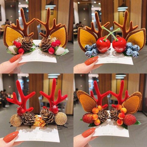메이리앤 고퀄 크리스마스 머리핀 4종 세트 머리삔 장식 파티용품
