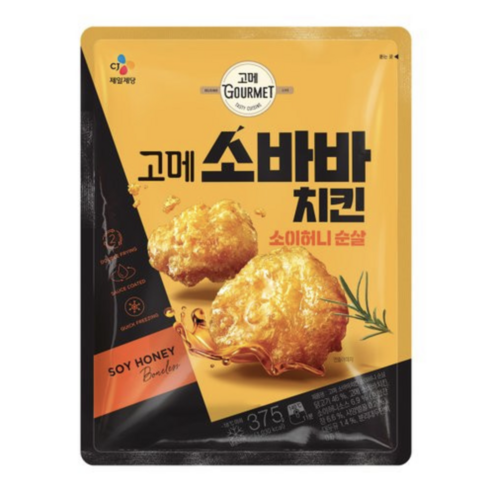 cj 고메 소바바치킨 소이허니 순살 375g 3개, 18개