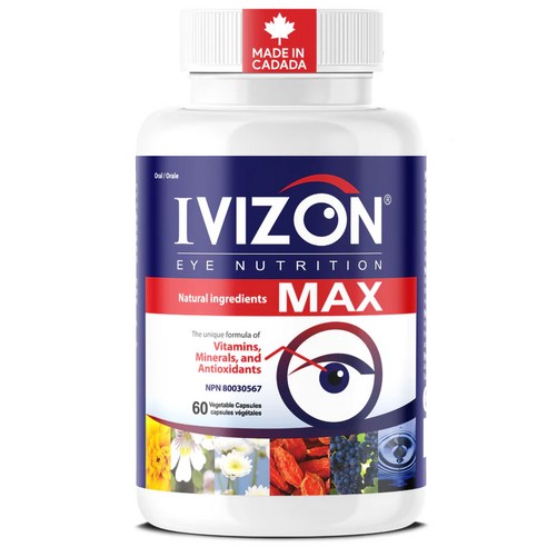 캐나다 아이비젼 눈 건강 루테인 지아잔틴 빌베리 포도씨 IVizon Max 500mg 60식물성캡슐