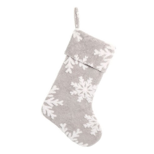 Monland 크리스마스 스타킹 눈송이 패턴 사탕 양말 선물 가방 트리 매달려 장식, 그레이&화이트