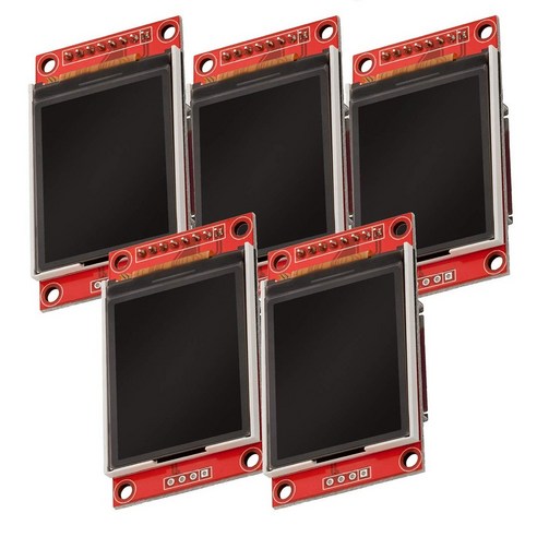 Retemporel 5 팩 1.8 인치 SPI TFT ST7735 LCD 직렬 포트 디스플레이 모듈 128X160 픽셀 PCB 50MA Arduino와 호환 가능, 블랙 & 레드