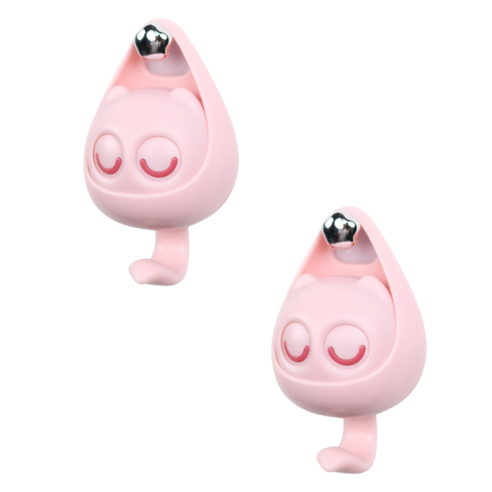 R312 눈깜빡 후크 걸이 홀더 접착식 야옹이 부엉이 귀여운 캐릭터, 2개, 핑크