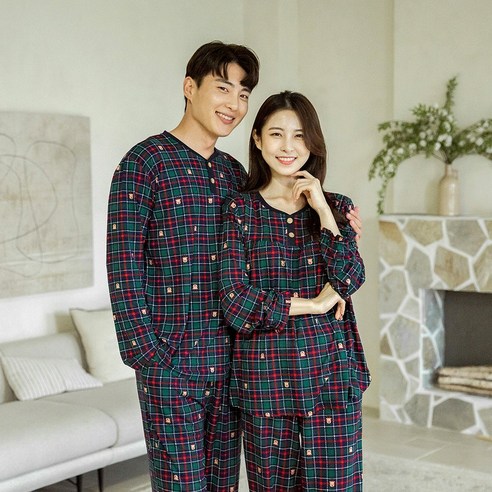 투위 가을겨울 피치기모 커플 잠옷 신혼부부 수면파자마SET