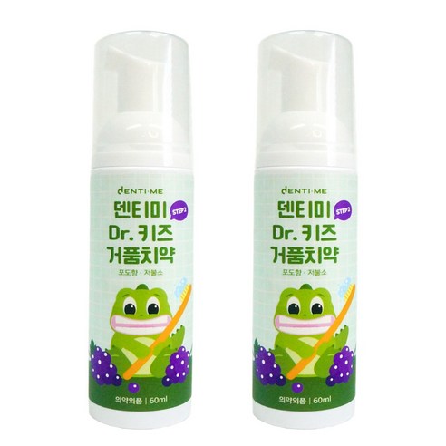 덴티미 닥터 키즈 저불소 거품치약, 60ml, 2개