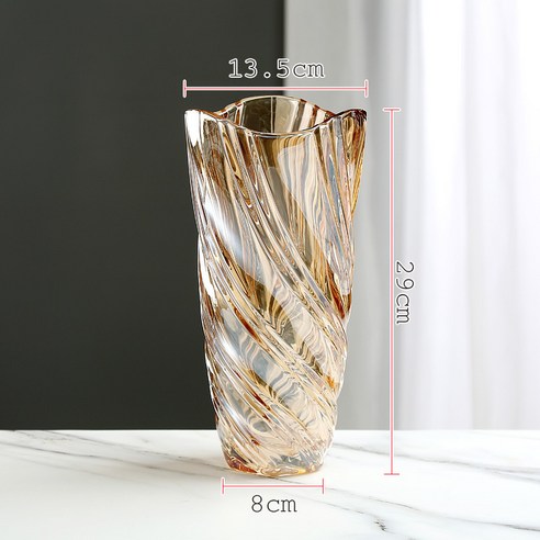 DFMEI 미국식 두꺼운 류코 크리스탈 글라스 화병 거실 모델하우스 호텔 꽃꽂이 장식 그릇 세팅 공예품, DFMEI 하이라이팅(골드)