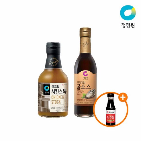 청정원 프리미엄 굴소스500g+치킨스톡340g+(증정)진간장200ml, 1세트, 840ml