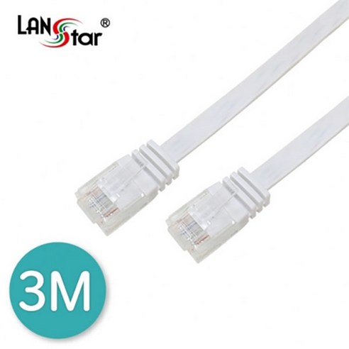 LANstar UTP평면케이블 CAT6 3M LS-F6UTPD-3MW, 화이트, 1개, 3m