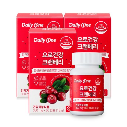 데일리원 요로건강 크랜베리 60캡슐 3통, 60정, 3개