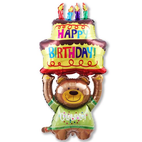 오셀픽 이벤트 곰돌이 케이크 생일 파티 풍선, 베어 앤 케이크, 1개