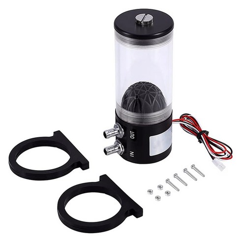 Monland 500L/H DC12V 10W CPU 냉각 열교환기 수도 펌프 탱크 CO2 냉각기, 검은색과 투명