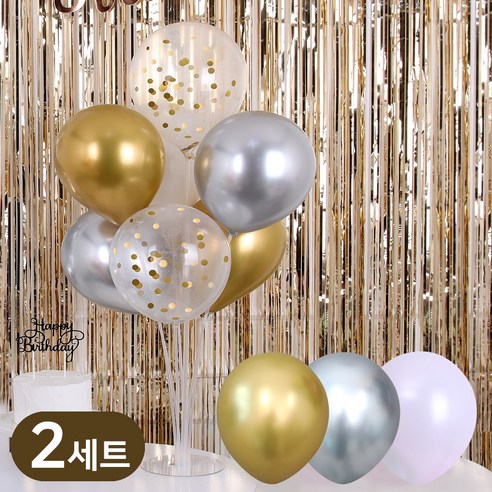 에스엠파티 풍선 스탠드 세트, 2세트, 크롬골드
